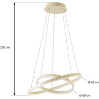 Arcchio Albiona LED pendant light, beige, 2 rings, Ø 60 cm