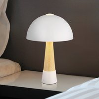 Globo Paulin table lamp, sand/wood-effect, metal, 37 cm, E27