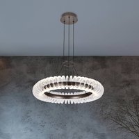 Viokef Alba LED hanging light, brushed grey/clear, Ø 60 cm, metal/acrylic