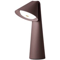 FRANDSEN LED rechargeable table lamp Ami, brown, 32 cm, dimmable