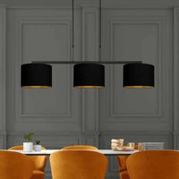 Steinhauer Hänglampa Stang, svart/svart-guld, längd 140 cm, 3 lampor.