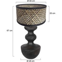 Steinhauer Lyons 3747ZW table lamp, black/natural wickerwork