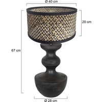 Steinhauer Lyons bordslampa 3747ZW, svart/naturlig korgflätning