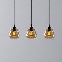 Opviq Suspension Gold 032, doré-transparent, verre à 3 lampes long