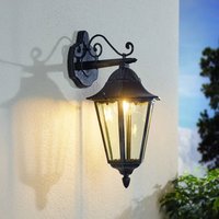 EGLO Utomhusvägglampa Navedo, svart/silver, höjd 47 cm, nedåt