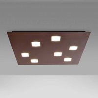 Fabbian Plafonnier LED Quarter rectangulaire, 7 LED, brun