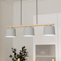 EGLO Pendant light Mariel 3-bulb light grey wood Natur