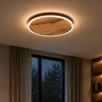 Elobra Havana M LED ceiling light, knotty oak/metal, Ø 57 cm