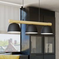 EGLO Sherburn pendant light, length 77 cm, black/brown, 3-bulb.
