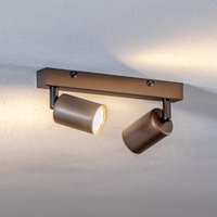 TK Lighting Top downlight, adjustable, brown, 2-bulb linear