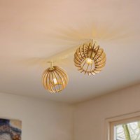 Argon Paz ceiling lamp, white wooden slats, 2-bulb.