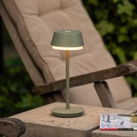 Konstsmide LED table lamp Lyon, green/grey, IP54, dimmable, CCT, RGB