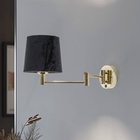Euluna Vägglampa Solo, konisk, velour, svart/guld