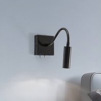 Argon Vägglampa Ojos, svart, läslampa, justerbar, 33 cm, G9