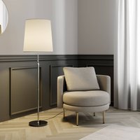 Lucande golvlampa Pordis, 155cm, krom, vit, metall, textil