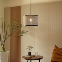 Lindby pendant light Yaelle, Ø 40 cm, rattan, black, E27