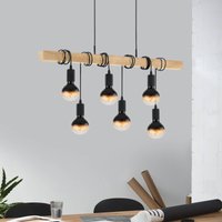 EGLO Pendellampa Townshend med trä 6 lampor