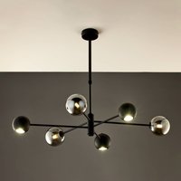 Jupiter Suspension Moka, noir, verre, à 6 lampes, G9, GU10