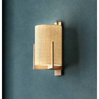 Carpyen Greta wall light, oak and natural fibre