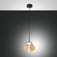 Fabas Luce LED pendant light Deva, amber, glass, Ø 25 cm, CCT, dimmable