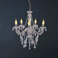 Näve Lustre Cecilia, chrome, fer/acrylique, Ø 52 cm, à 5 lampes.