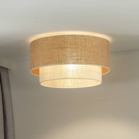 Euluna ceiling light Boho jute, natural brown/white, Ø 45 cm