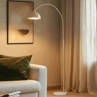 Lindby Tonka floor lamp, beige, metal/marble, 185 cm, E27