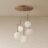 Maytoni hanging light Basic form, gold, Ø 58 cm 5-bulb, glass