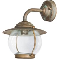 Moretti Luce Olivia utomhusvägglampa, IP44, mässing, glas