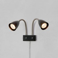 Markslöjd vägglampa Ciro, svart, metall, stickkontakt, GU10