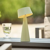 Sigor Solino LED rechargeable table lamp, green, solar/USB, 26 cm, IP44