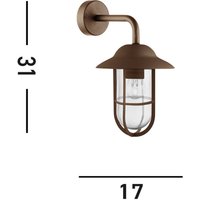 Searchlight Utomhusvägglampa Toronto, rostbrun, IP44, stål, glas, E27
