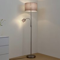 Lindby golvlampa Jaileen, grå, textil, 170 cm, läslampa