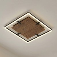 Lucande Vectra LED ceiling light, 50 x 50 cm, wood, dimmable