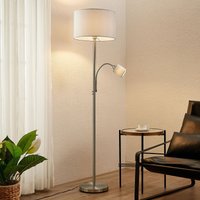 Lindby floor lamp Colima, grey, fabric, reading lamp, 170cm