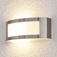Lindby Raja outdoor wall lamp, 25 cm wide, stainless steel, IP44, E27