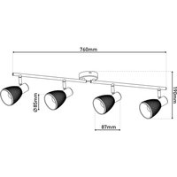 Näve Taklampa Lindita, 4 lampor, glas, rökgrå, E14