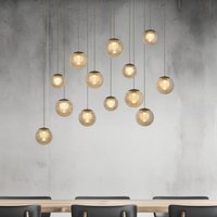 PURE LED hanging light Popup, bronze/amber, length 100 cm, 13-fl.