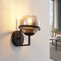 Lindby wall light Marinka, height 20 cm, black, smoked glass