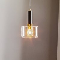 Jupiter Viva pendant light, clear/black/brass, 1-bulb