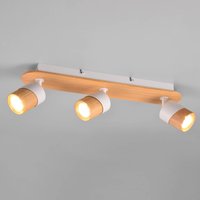 Trio Lighting Spot pour plafond Aruni en bois à 3 lampes blanc
