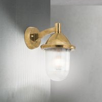ORION York outdoor wall light, brass, grooved glass, E27, IP54
