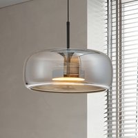 Viokef Suspension LED Deco, gris fumé/noir, Ø 33 cm, verre