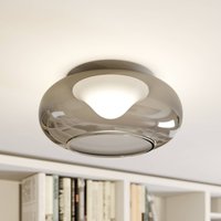 Lucande LED-taklampa Mijo, Ø 43 cm, rökgrå, glas