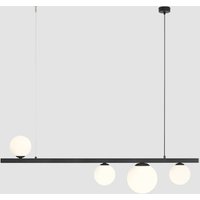 ALDEX Hänglampa Garda 4, balk, metall, glas, svart, 4 lampor