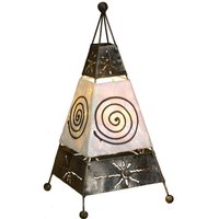 Woru Carlo table lamp with spiral and sun motif
