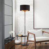 B.K. Licht Golvlampa Kari, rak, svart/guld, textil, E27