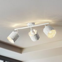 Plafonnier Lindby Aralena, blanc, à 3 lampes, longueur 70,5 cm