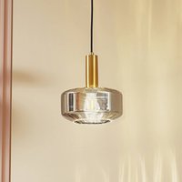 Lindby hänglampa Hildur, Ø 22 cm, 1 lampa, rökgrå, glas