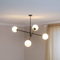 EMIBIG LIGHTING Plafonnier Linear, noir/opale, à 4 lampes